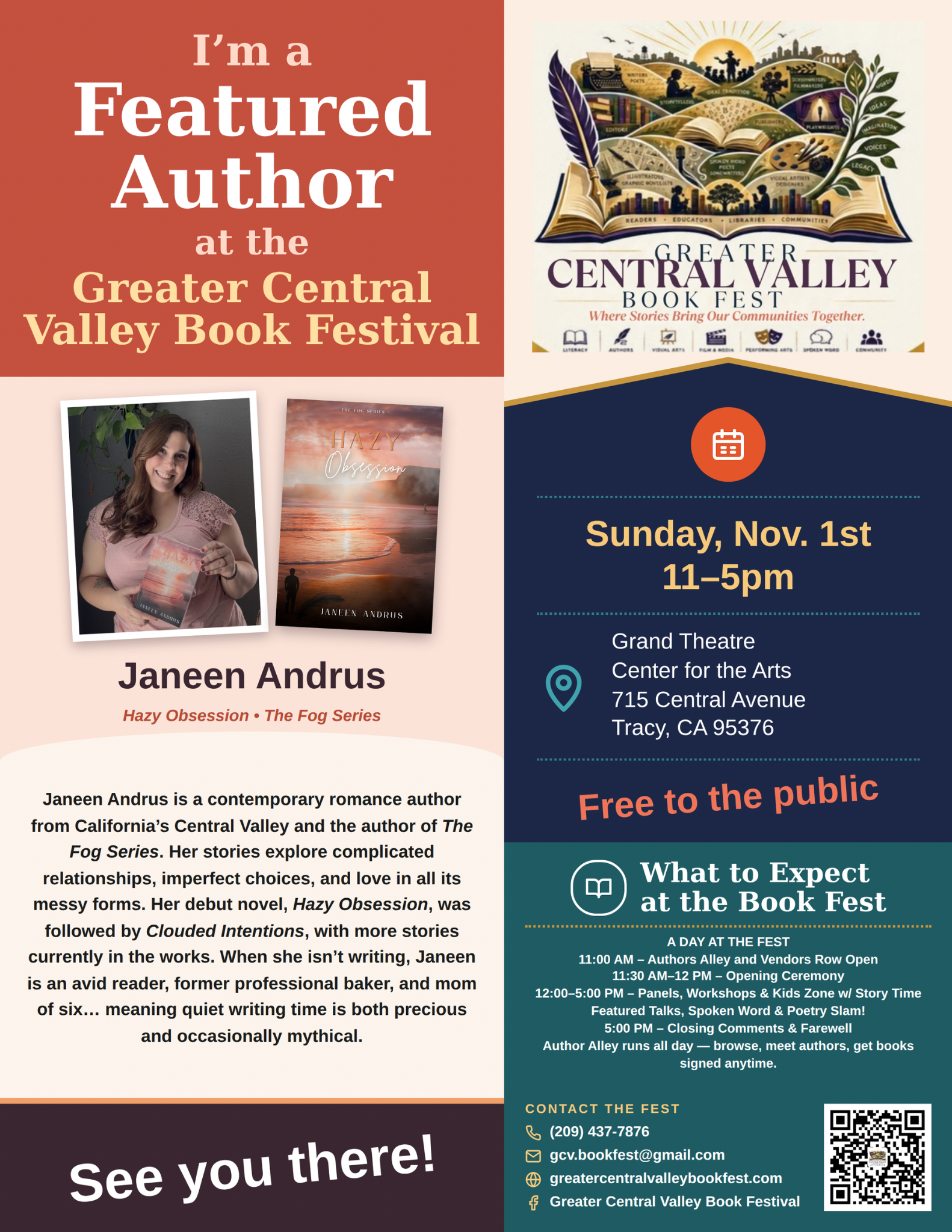 Janeen Andrus — Featured Author placard, Greater Central Valley Book Fest