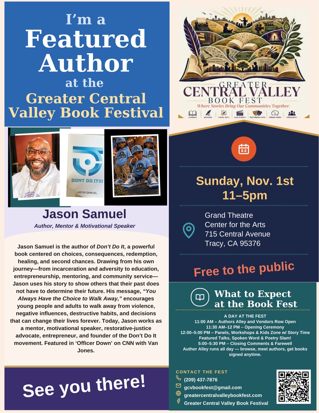 Jason Samuel — Featured Author placard, Greater Central Valley Book Fest