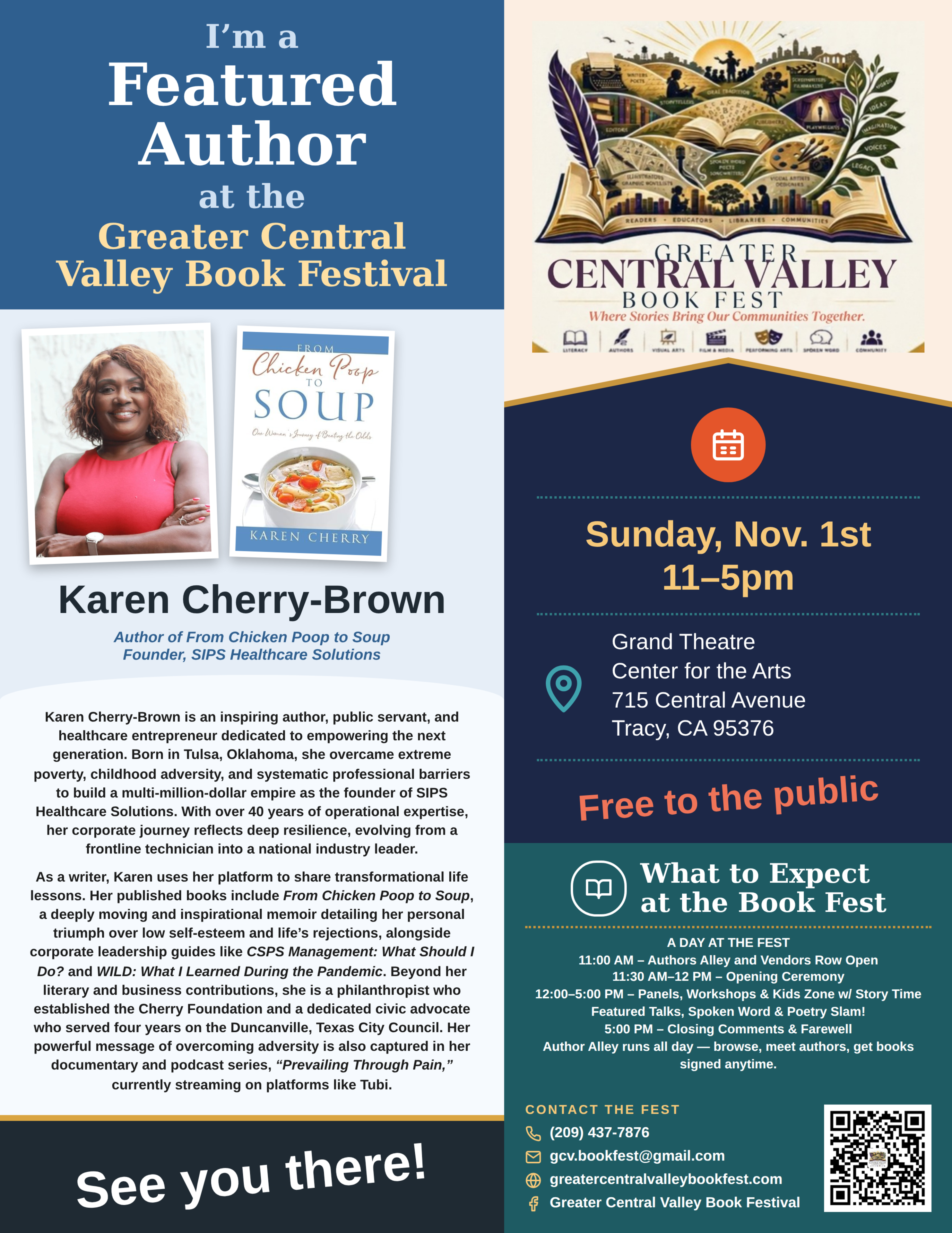 Karen Cherry-Brown — Featured Author placard, Greater Central Valley Book Fest