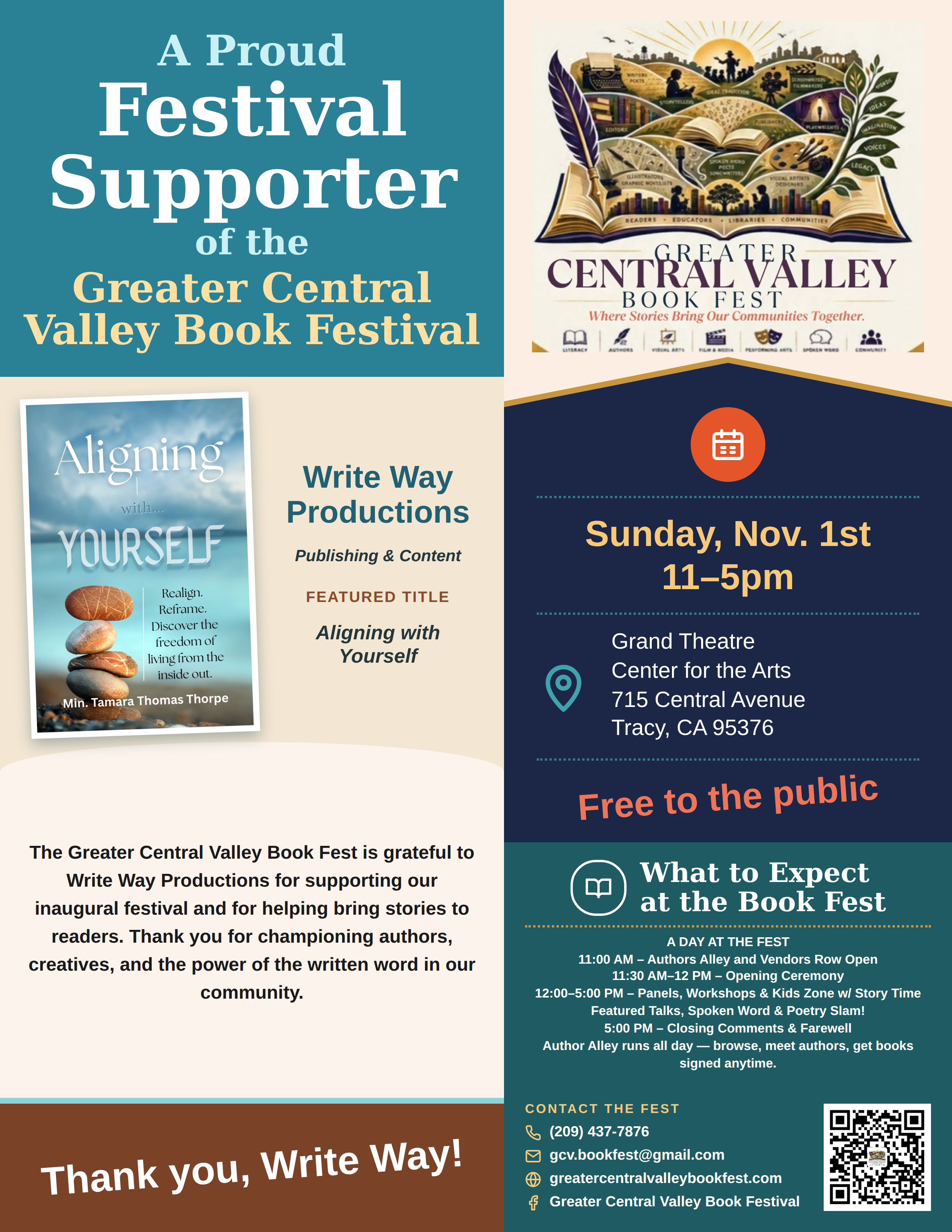 Write Way Productions — Festival Supporter placard, Greater Central Valley Book Fest